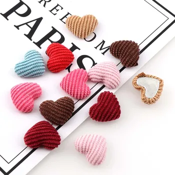 

20pcs 15x20mm Corduroy Fabric Covered Heart Shape Button Flatback Cabochon Decoration Handmade Scrapbooking DIY Accessories