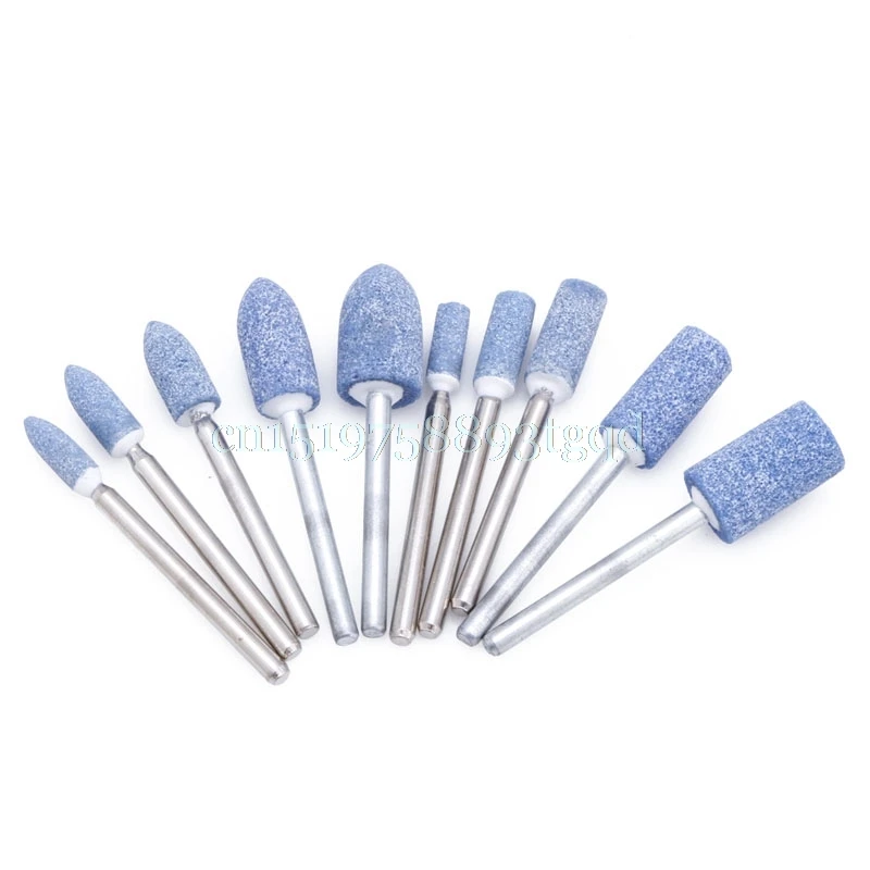 

10pcs 1/8 " Abrasive Polishing Mounted Stone Rotary Tool Grinding Wheel Blue 3mm
