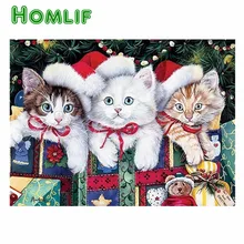 Полный квадратный/круглый дрель 5D DIY на заказ Алмазная картина "Рождественский Кот" 3D вышивка крестиком 5D домашний декор подарки