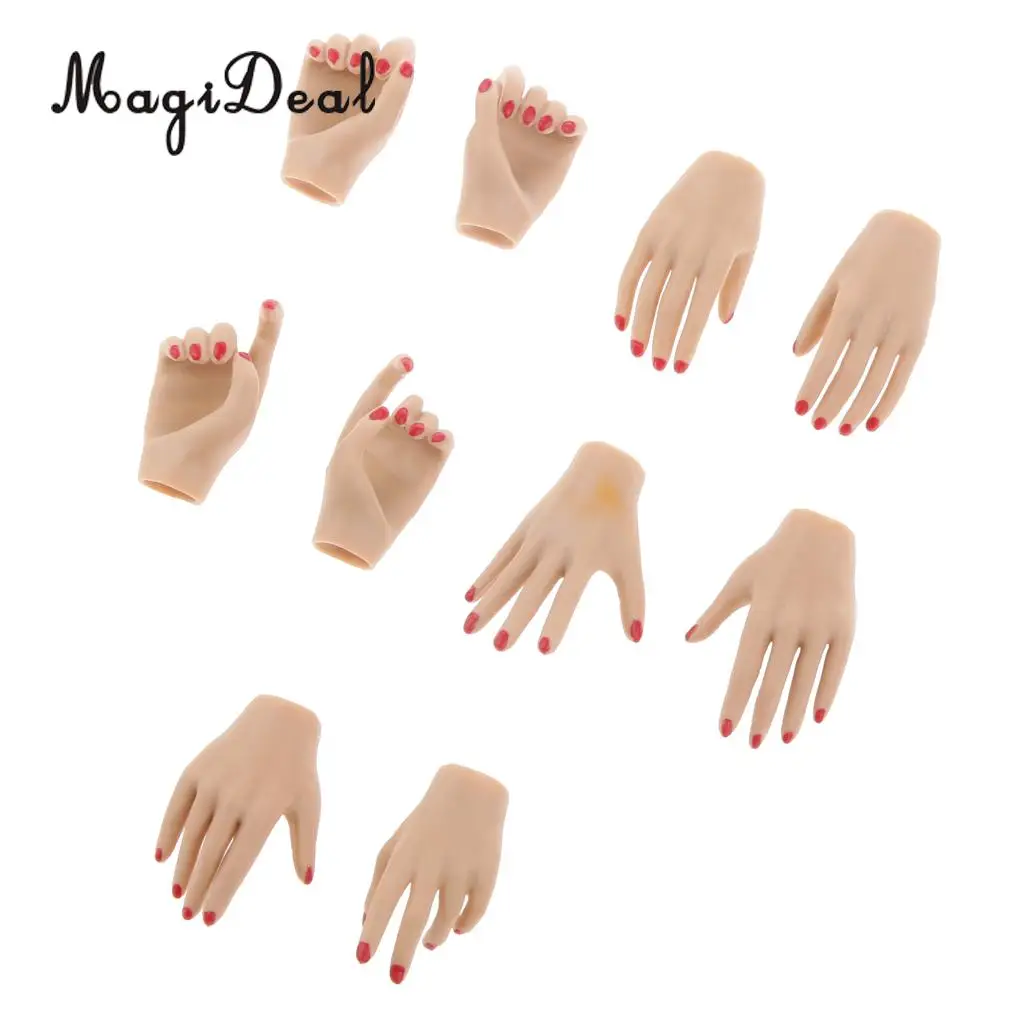10Pcs PVC 1:6 Scale Womens Hand Models for 12 Inch Female Action Figure Body Dolls Children DIY Making Accs Toys