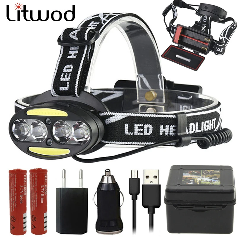 

Z40 LED 4* T6 +2*COB+2*Red Headlight 30000LM headlamp Head Lamp Flashlight Torch lantern head light for camping