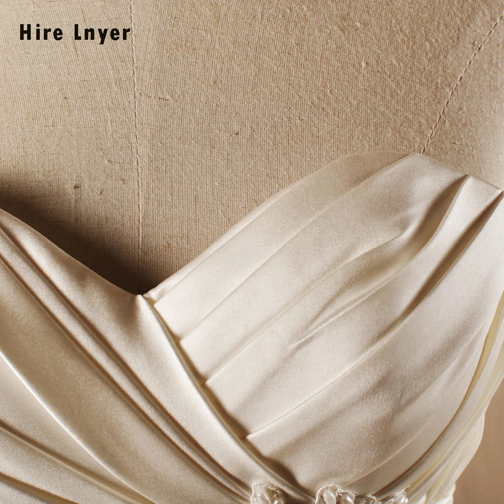 Женское атласное платье футляр HIRE LNYER Vestido Noiva блестящее свадебное с бусинами и