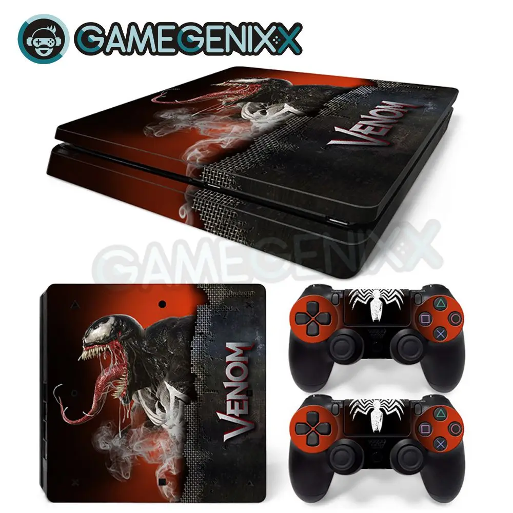 

GAMEGENIXX Skin Sticker Vinyl Decal for PS4 Slim Console and 2 Controllers - Venom