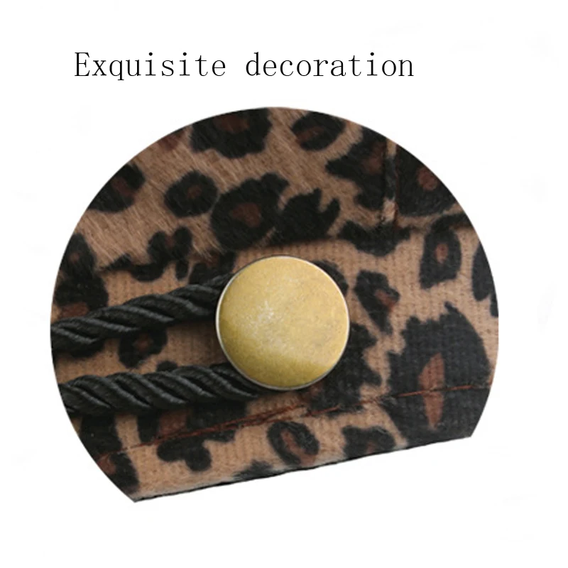 PCFDDR Leopard-print Duck-Tongue берет женский Осень-зима Ретро плоский верх темно-синяя кепка