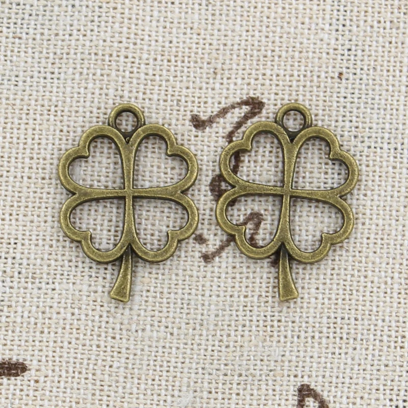25 шт. Подвески lucky four leaf clover 24x17 мм ручной работы кулон ручной работы изготовление fit, винтажная тибетская Серебряная бронзовая, DIY ожерелье - Окраска металла: Покрытие антикварной бронзой