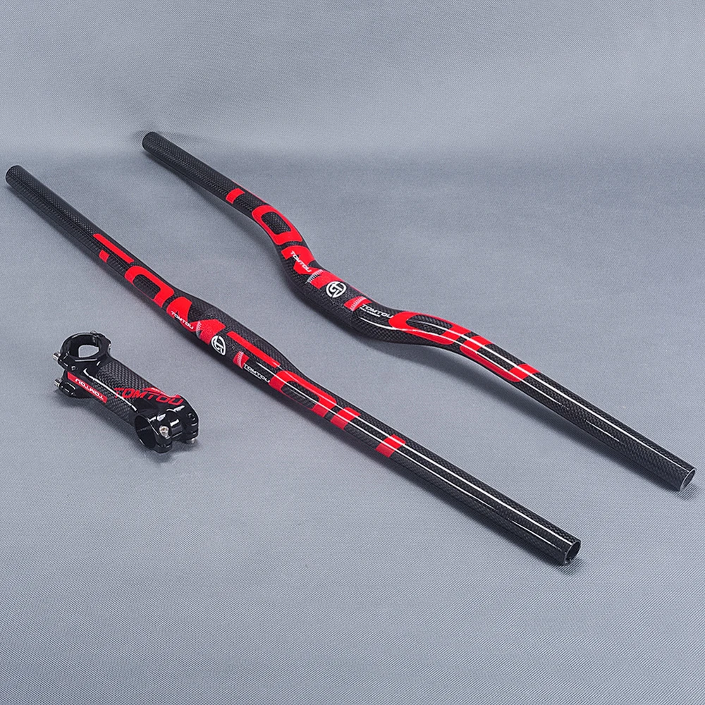 TomTou 3K Carbon Mount велосипедные комплекты для руля MTB горизонтальные рули руля и назад 25 градусов Подседельный штырь глянцевый красный-TS2T47