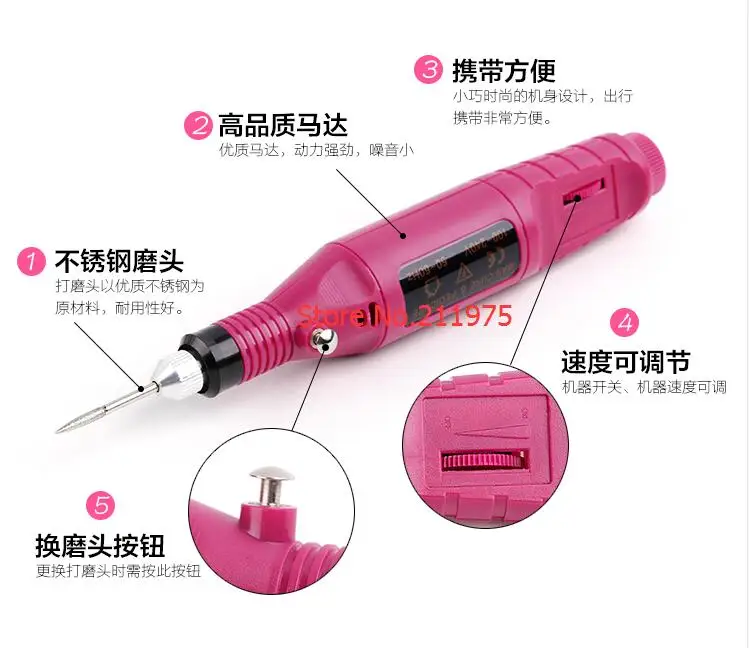 BEMLP Electric Nail Drill Professional electric Nail drill Manicure machine 110V 220V EU Plug