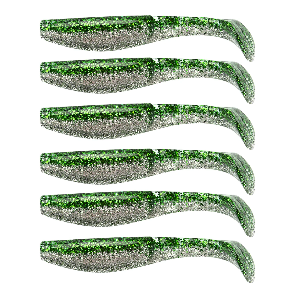 6pcs Swimbaits Minnow/Shad Paddle Tail Worms Soft Fishing Lures Baits for Saltwater and Freshwater Bass Trout Walleye Lure