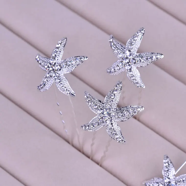 6pcs Lot Rhinestone Wedding Hairpins Starfish Hair Pins Crystal 6pcs Lot Rhinestone Wedding Hairpins Starfish Hair Pins Crystal Clips For Bridal Accessories Jewelry Wigo0353 In From