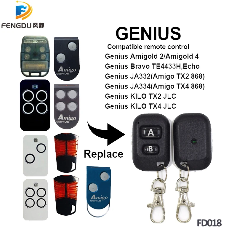 

GENIUS JA334/AMIGO TX4 868/GENIUS KILO TX4 JLC replacement 868mhz universal garage control,GENIUS remote controller 868.35MHZ