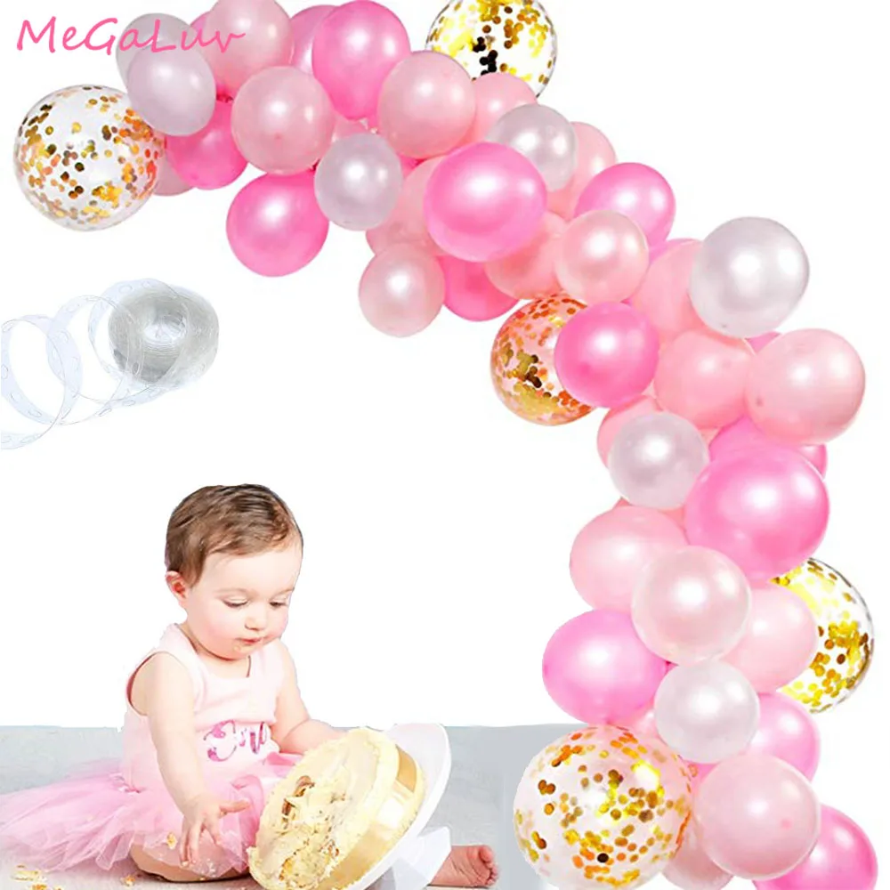 

102pcs/set 1st 2nd 3th 4th Birthday Party Decors Balloons Arch Kit Wedding Party Pink Garland Balloons Baby Shower Supplies