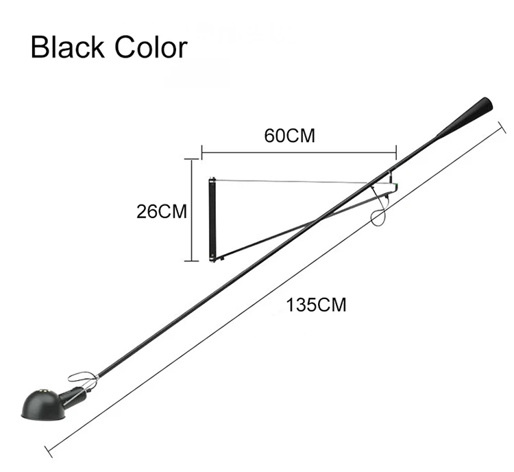 Европейский художественный Декор светодиодный настенный прикроватный светильник Белый Черный Регулируемая настенная лампа с длинным кронштейном с выключателем и вилкой EU/US