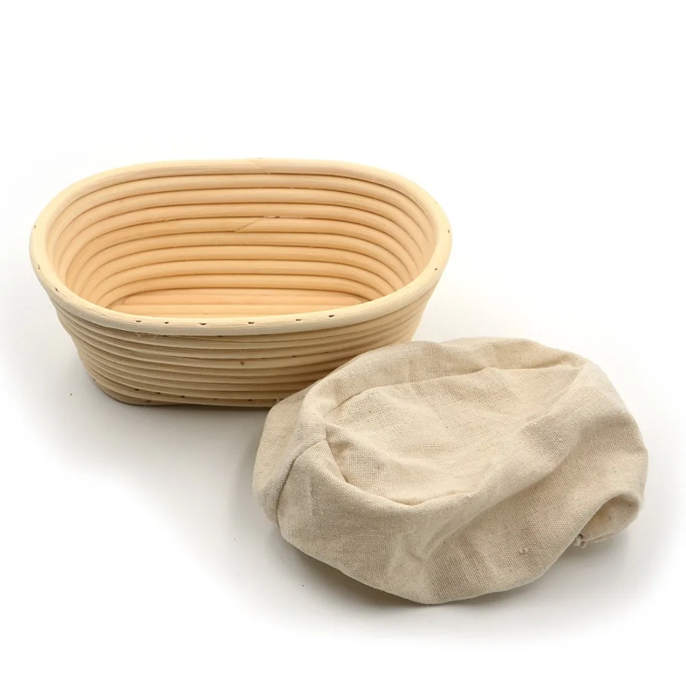 

1pc Oval 21X15x8cm Banneton Bortform Rattan Basket Bread Dough Proofing Handmade Multi Storage