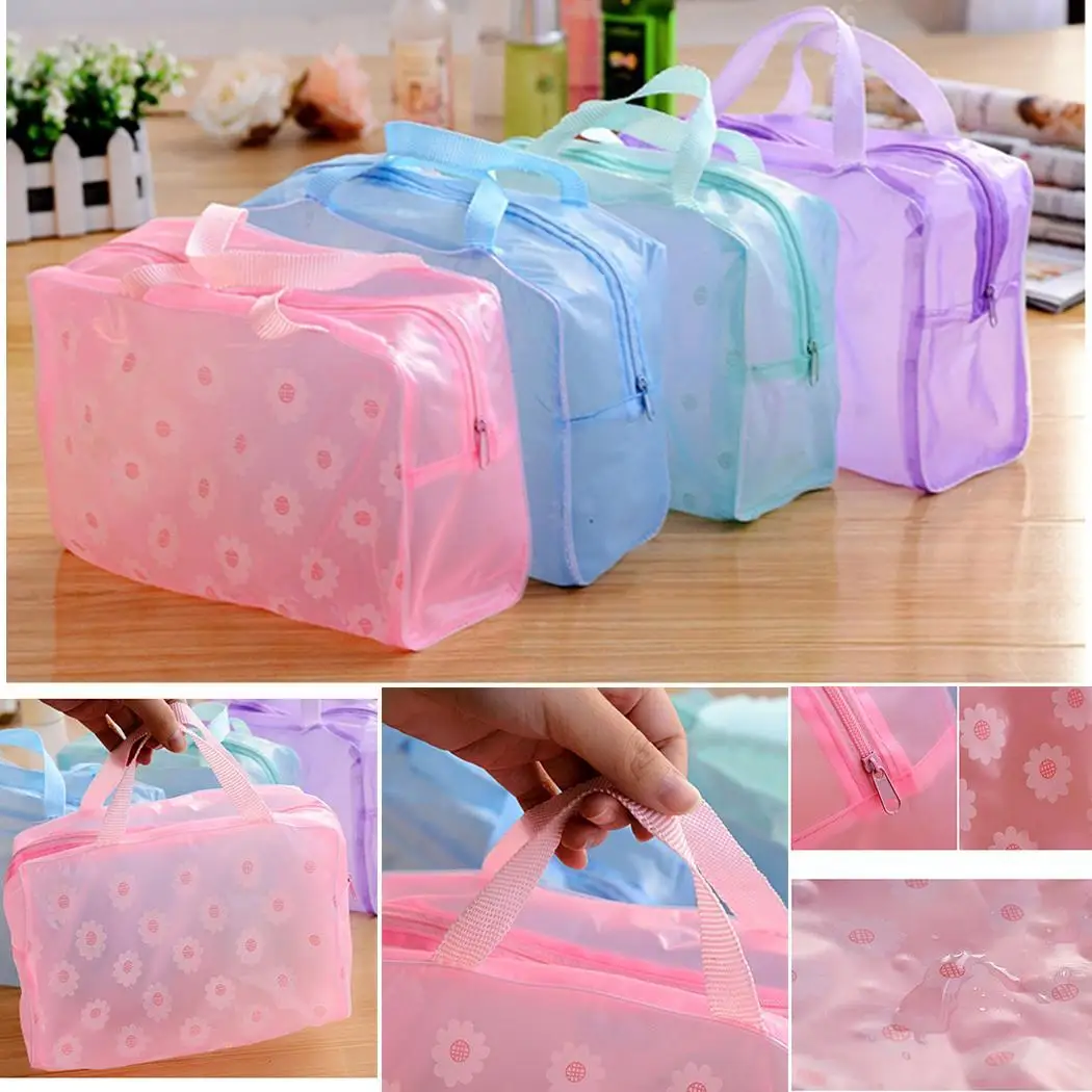 

Portable Travel Waterproof Floral Toiletry Washing Bag Storage Organizer Case Travel Home Cosmetic Zipper Rectangle
