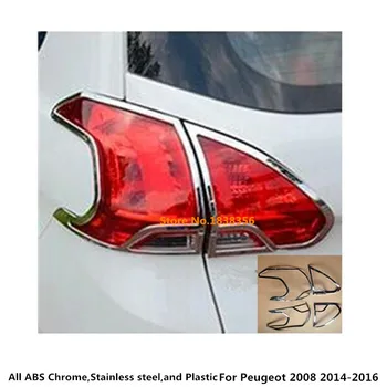 

High Quality For Peugeot 2008 2014 2015 2016 Car Body Rear Tail Back Light Lamp Frame Stick Styling ABS Chrome Cover Trim 4pcs