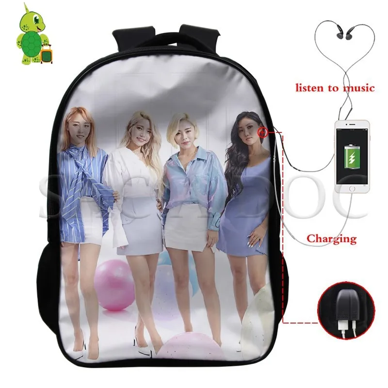 Kpop Mamamoo фиолетовый универсальный рюкзак Moo школьные сумки для подростков женщин мужчин USB зарядка ноутбук рюкзак - Цвет: 30
