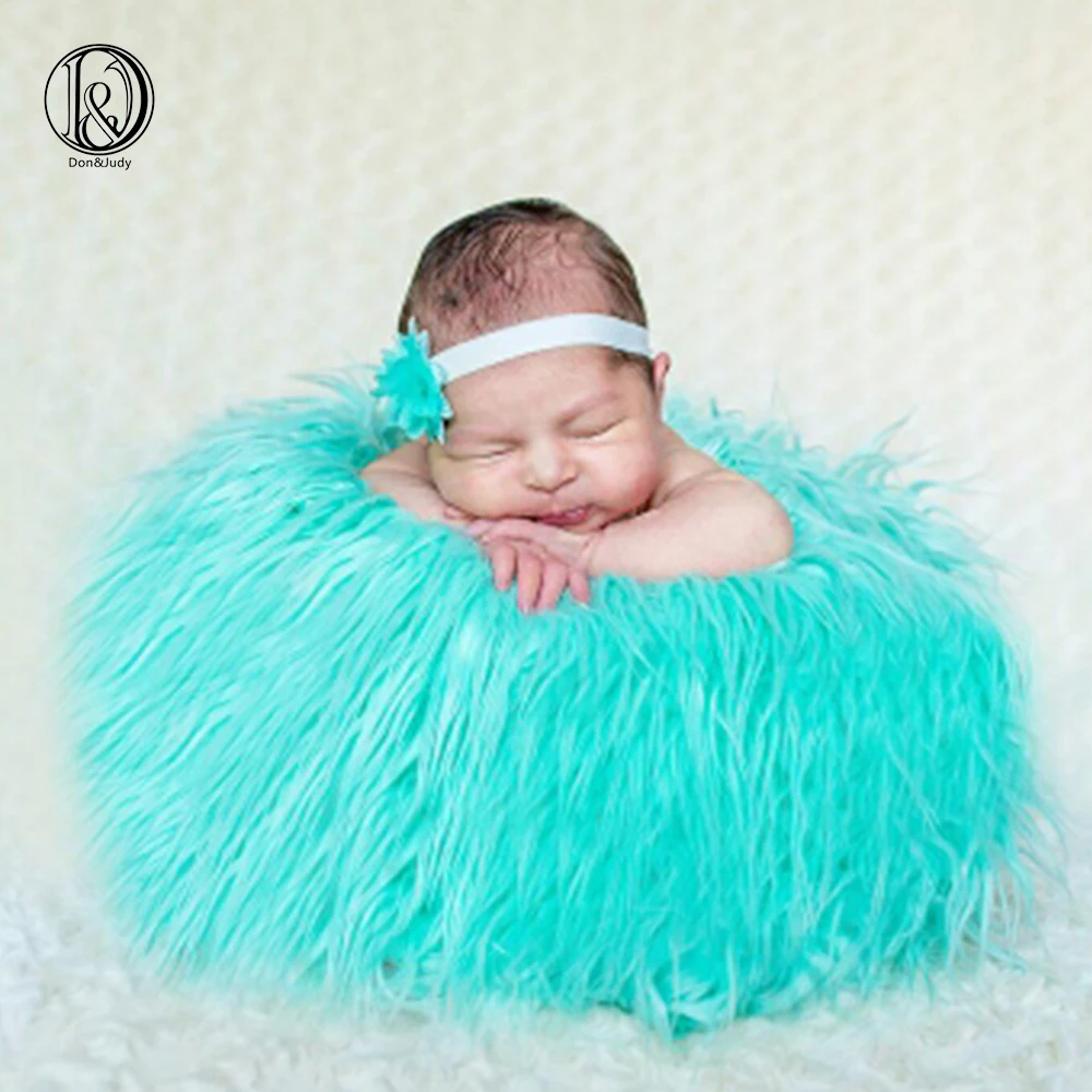 

(75*50cm) Faux Fur with Flower Headband(Set) Blanket Basket Stuffer Mongolia Fur Photography Props Newborn Photography Props