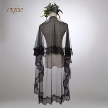 Черная кружевная кромка, свадебная фата, мягкий тюль, один слой, 1,5 м, фата для невесты, свадебные аксессуары