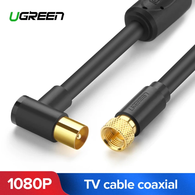 Special Offers UGREEN RF TV Aerial Coaxial Cable 90 Degree with Two Ferrite Cores for HDTV VCR DVD players satellite AV F-type coaxial cable Special Offers UGREEN RF TV Aerial Coaxial Cable 90 Degree with Two Ferrite Cores for HDTV VCR DVD players satellite AV F-type coaxial cable