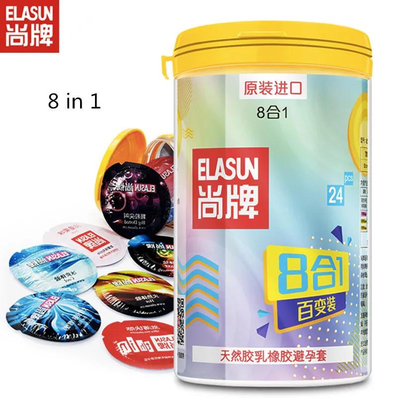 Tanio ELASUN 24 szt. Prezerwatywy dla mężczyzn naturalny lateks 8 rodzajów Ultra sklep