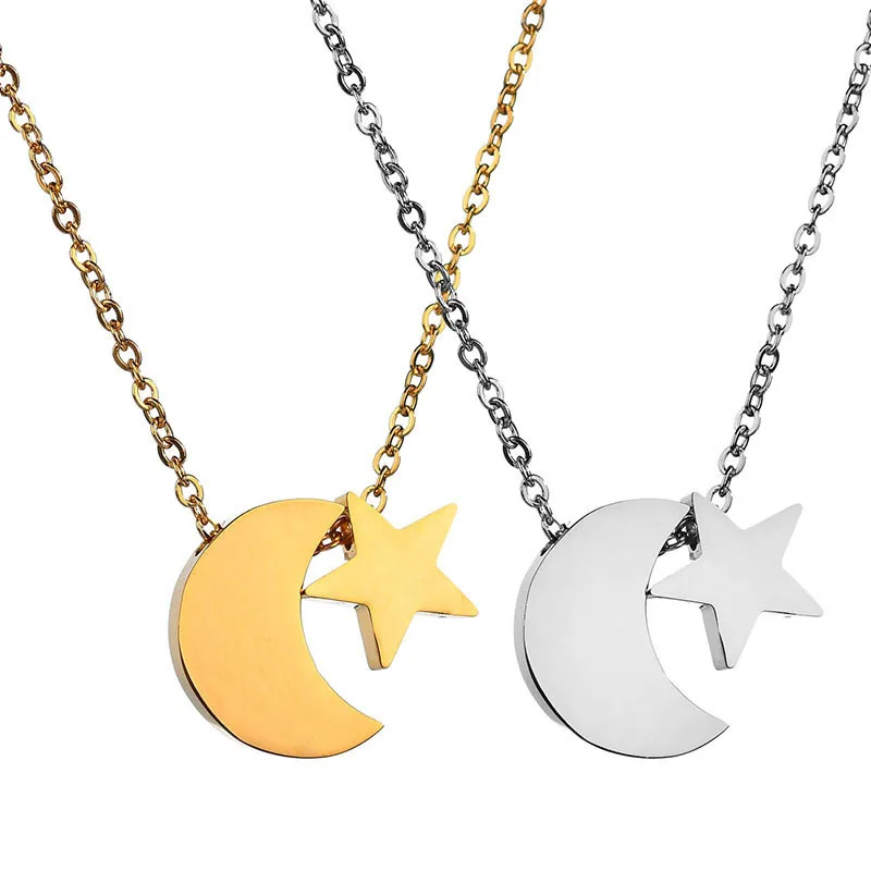 Золотой Серебряный цвет цепочка из нержавеющей стали Bijoux Femme Moon &amp Star Heart Puzzle Chokers