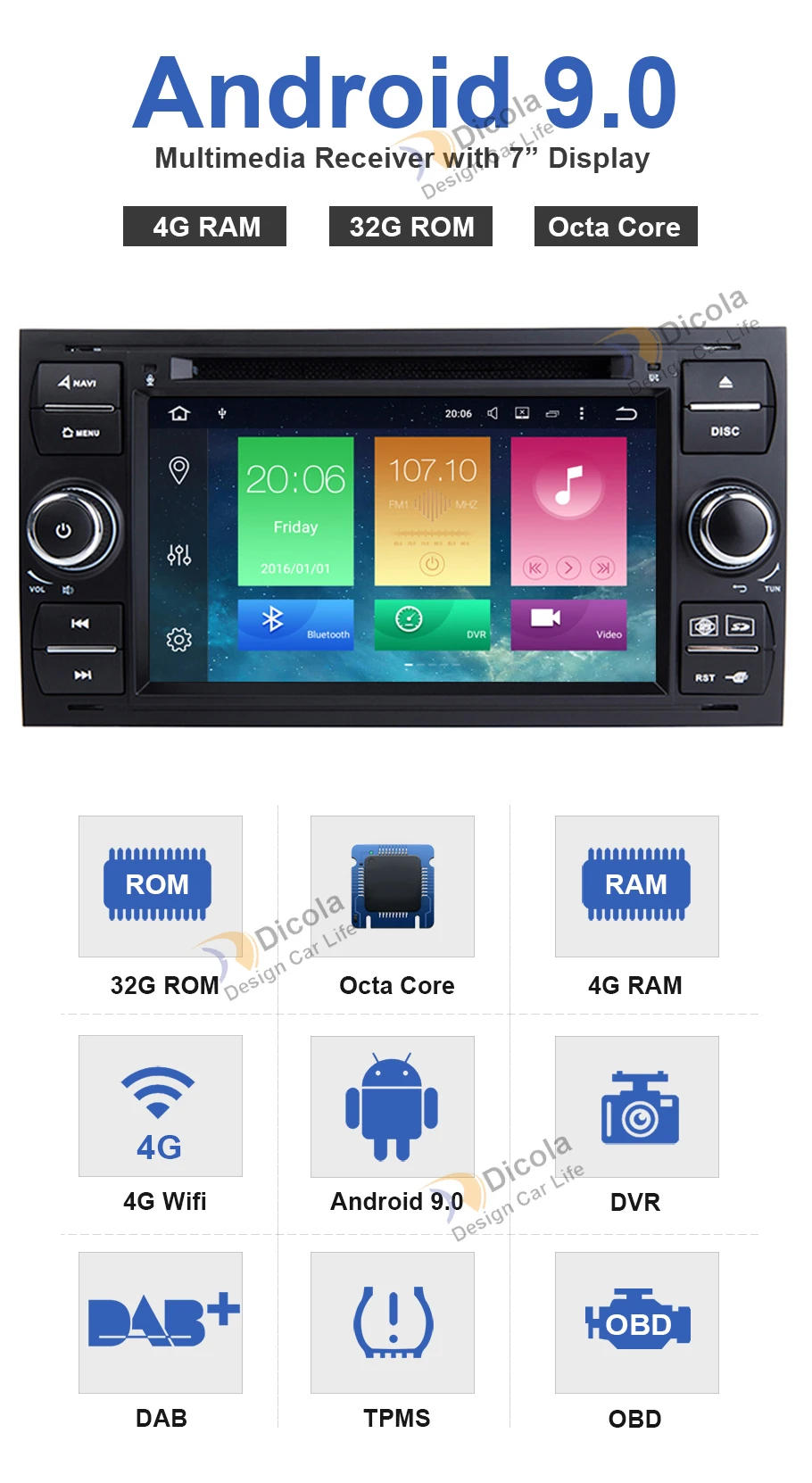 Excellent 4+32G PX5 Android 9 Car dvd for Ford focus Mondeo S-max smax c-max with radio gps media player 1024*600 navigation 3 Excellent 4+32G PX5 Android 9 Car dvd for Ford focus Mondeo S-max smax c-max with radio gps media player 1024*600 navigation 3