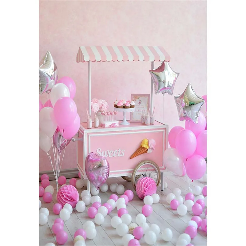 Princess Baby Photography Backdrops Birthday Party Printed Pink White Balloons Dessert Table Decoration Kids Photo Backgrounds |