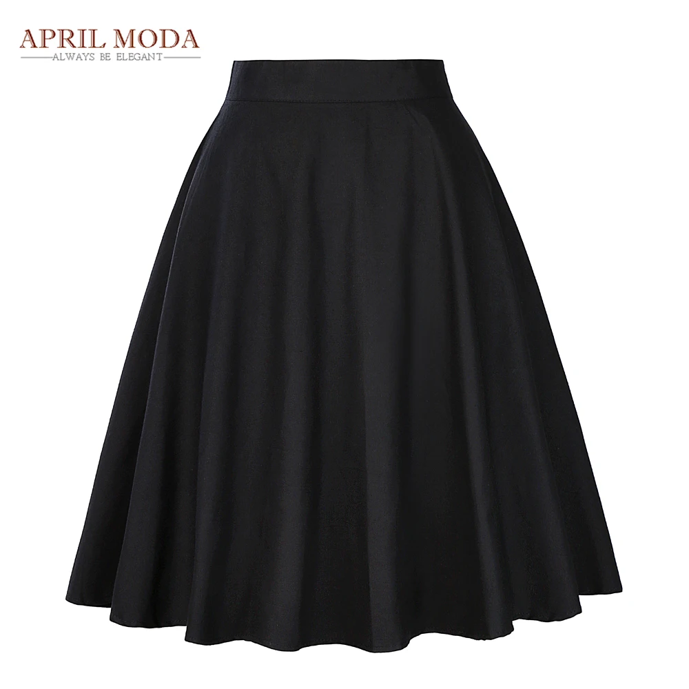 black flared skirt knee length