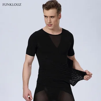 Funklouz Men Body Slimming Shaper Posture Corset Belly Posture Corrector Compression T Shirt