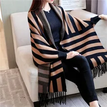 QIAOYI JIA женский осенний свитер большого размера уличные вязаные кардиганы с кисточками в полоску теплый плащ пончо шаль хорошее качество