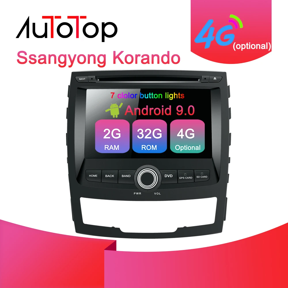 

AUTOTOP 2 Din Android 9.0 Car Radio For Ssangyong Korando 2011-2013 Car Multimedia Player Stereo Radio Headunit 4G RDS Bluetooth