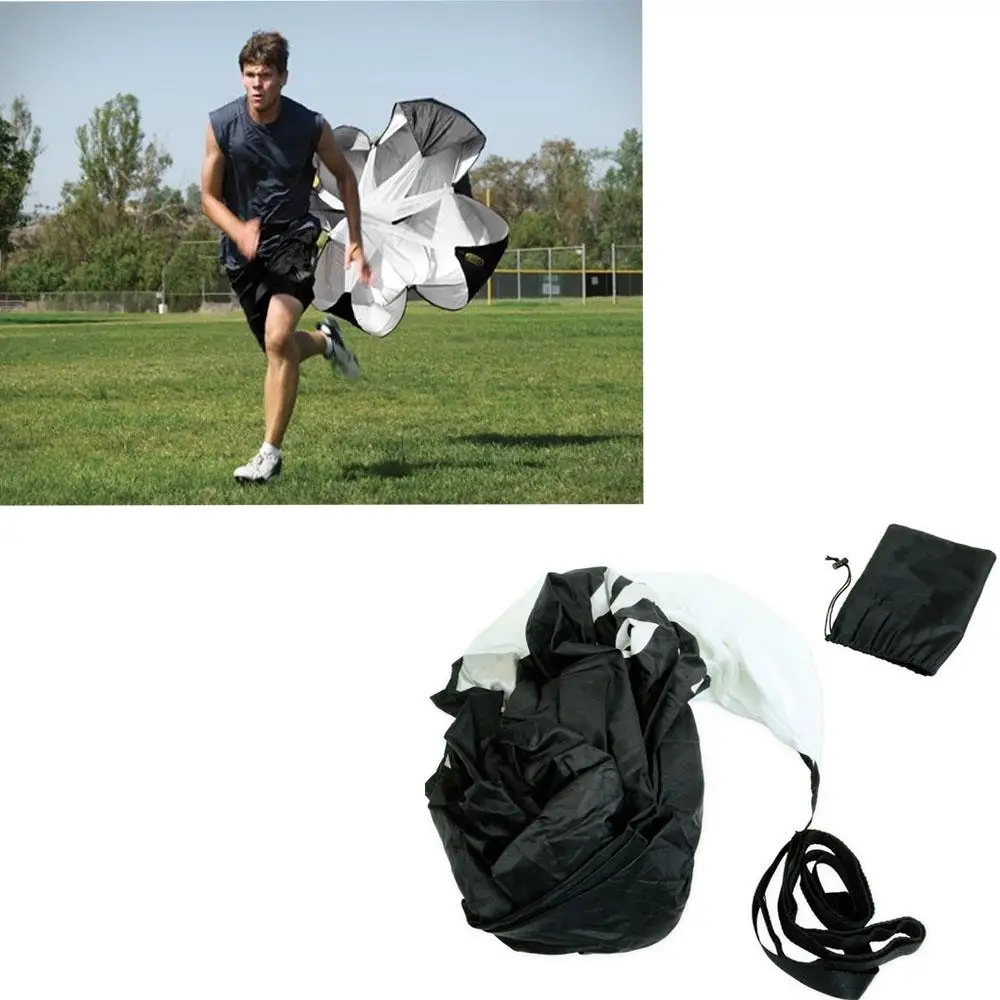 56 Speed Resistance Training Parachute Running Chute Football Exercise Black