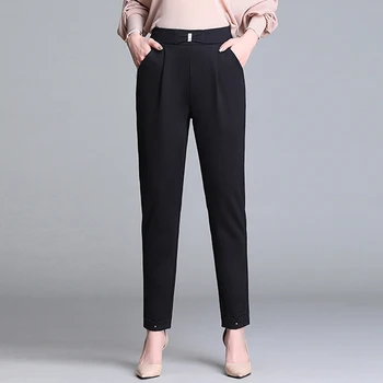 

High Waist Pants Women Stretch Casual Harem Pants Trousers Women Elegant Loose Ankle Length Pants Plus Size Office Pants