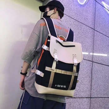 

Workwear Bag Female Ins Tide Cool Haragufeng Street Trend Contrast Color Large Capacity Fashion Backpack Super Fire Backpack