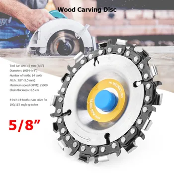 

14/22 Tooth 5/8" Cut Grinder Disc Woodworking Chain Grinder Angle Milling Chain Saws Disc Wood Carving Disc Angle Grinding Tool