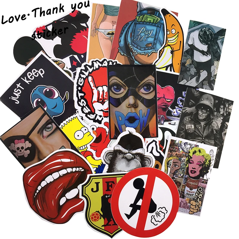 40Pcs/Lot Car Styling Pvc Waterproof Spoof Warning Sign Stickers For Laptop Motorcycle Skateboard Luggage Decal Toy Sticker