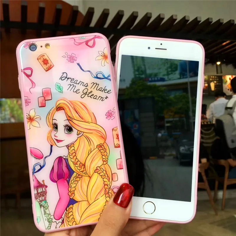 Мультяшное закаленное стекло для iPhone 7 6S 6 8 Plus защитная пленка + жесткий чехол