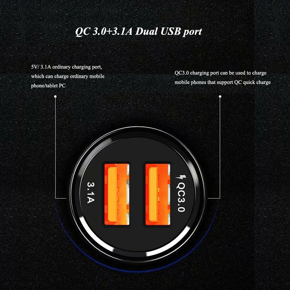 QC3.0 автомобильное зарядное устройство с двумя usb-портами для iphone11 XS MAX Samsung gs10 huawei mate30 Xiaomi Tablet универсальный