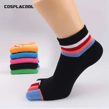 [COSPLACOOL] женские Модные хлопок полоса пять носком Носки для девочек Meias 5 цветов Мультфильм Красочные в радужную полоску милые ног Носки для девочек