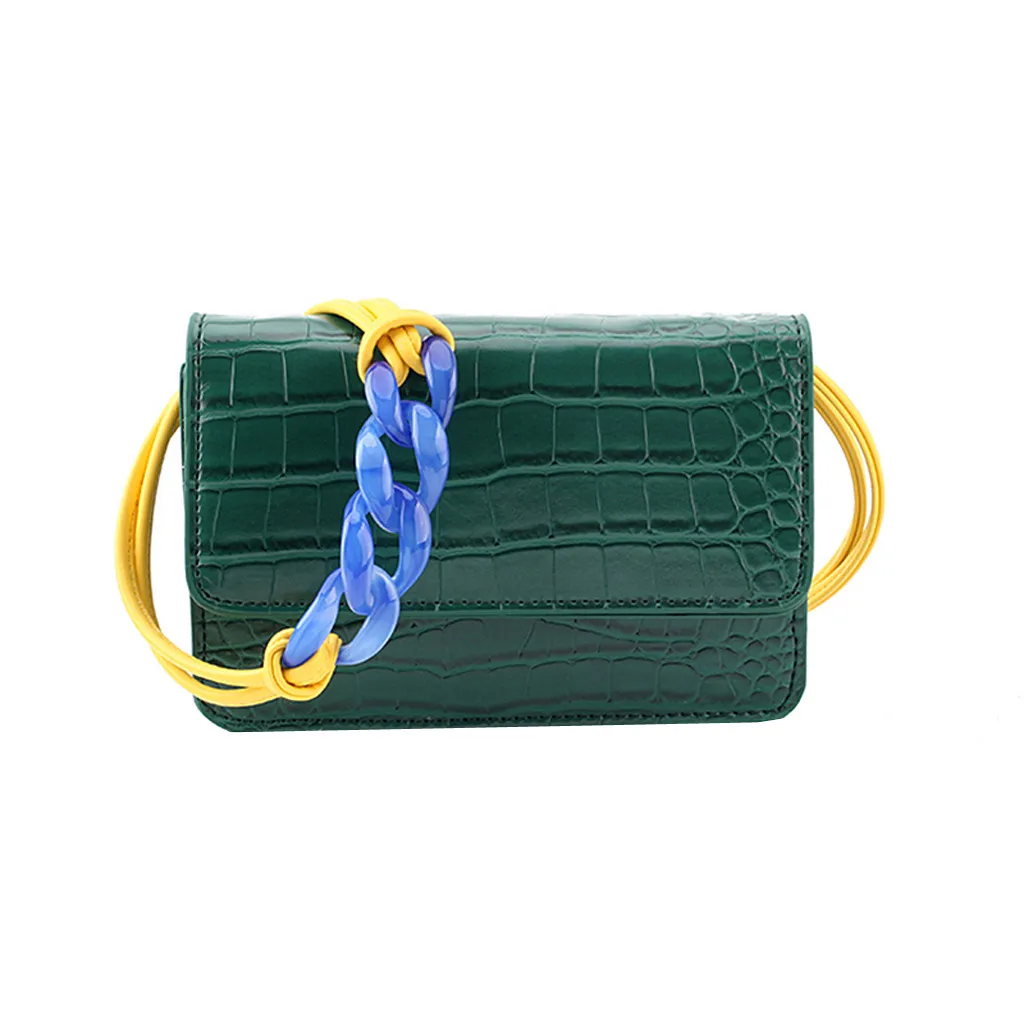

Summer new ladies and women's fashion crocodile pattern ribbon leather shoulder bag Messenger bag solid color small square bag
