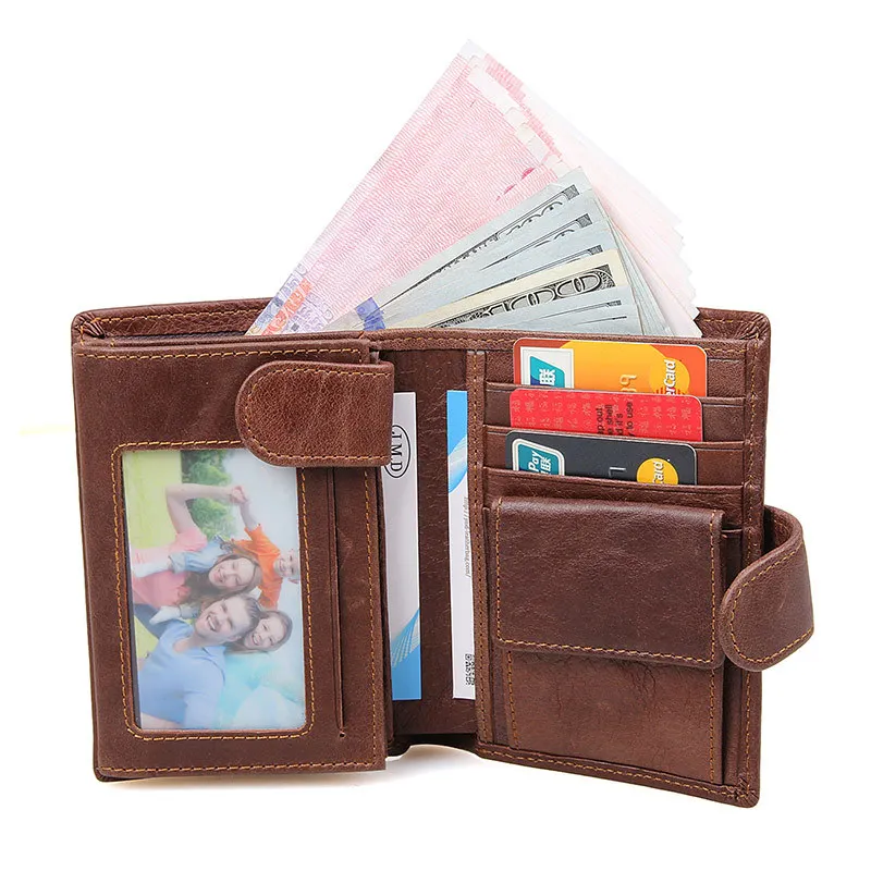 Nesitu RFID Блокировка вертикальный коричневый лучший подарок натуральная кожа мужские кошельки натуральная кожа мужской кошелек с карманом для монет# M8129