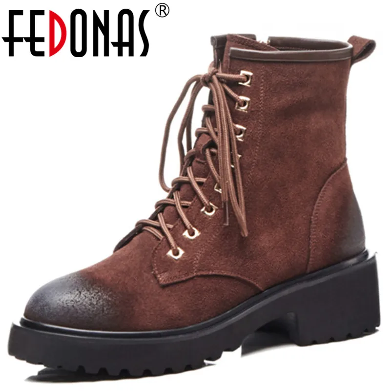 

FEDONAS New Top Quality Women High Heels Corss-tied Ankle Boots Autumn Winter Short Motorcycle Boots Ladies Punk Ladies Boots