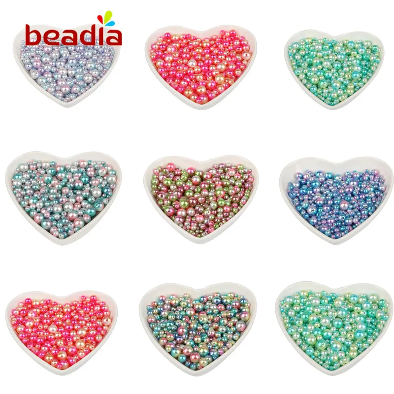 

Approx 350pcs/lot 4mm-10mm Random Mixed Rainbow Color ABS Imitation Pearl Beads For DIY Necklace Bracelet Handmade Jewelry