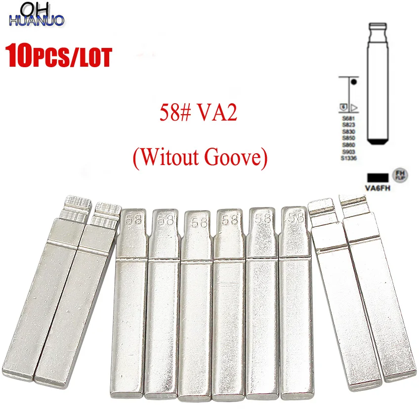 

10pcs/lot, Universal Uncut Flip KD Remote Key Blade VA2 Without Goove Type #58 for Citroen for Peugeot NO. 58