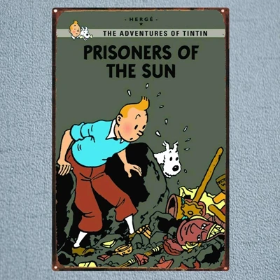 Tintin мультфильм кино жестяная вывеска металлическая пластина железная живопись детская комната настенный бар кофе домашнее искусство Ремесло Декор 30X20 см DU-1018 - Цвет: DU1036