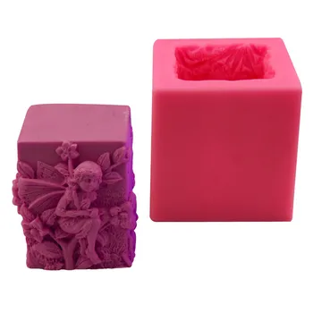 

3d angel fairy girl silica gel mold handmade soap making mold square stereo candle silicone mold