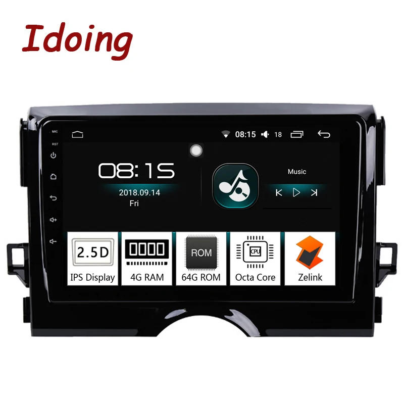 Sale Idoing 9"4G+64G 2.5D IPS Screen Octa Core 1 Din Car Radio Android 8.0 Multimedia Player Fit Toyota Reiz 2011-2016 GPS Navigation 1