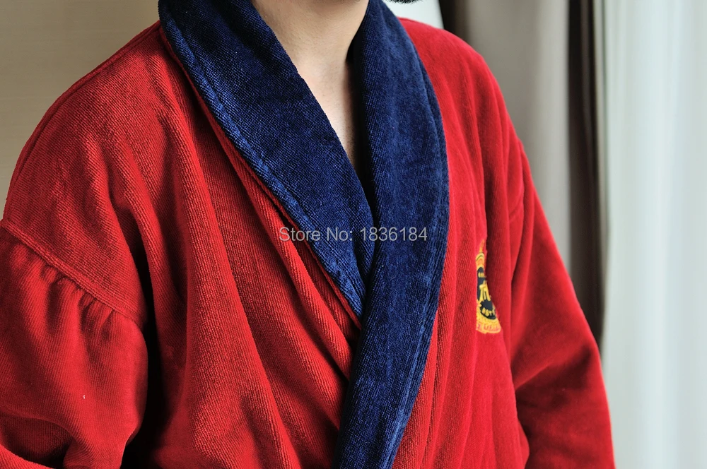 Удлиненная хлопковая тканевая Шаль Воротник с вышивкой красный халат