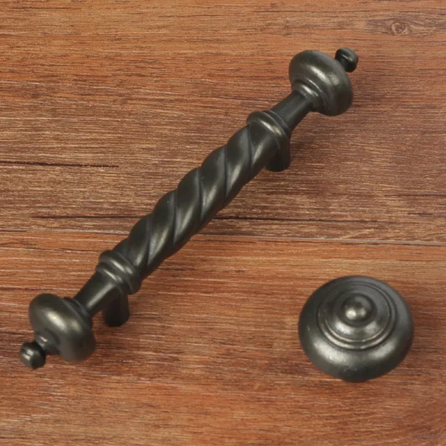 76mm Vintage Distress Dresser Kitchen Cabinet Door Handles Black 76mm vintage distress dresser kitchen cabinet door handles black antique brass drawer cabinet knobs 3