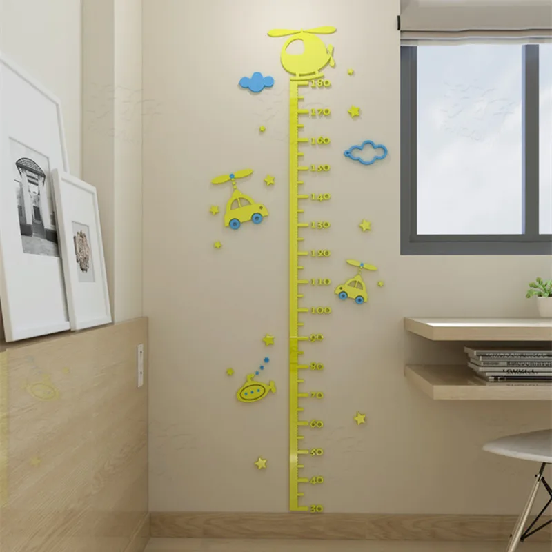 

Cartoon Acrylic Car Height Measure Stickers For Kids Room Bedroom PVC Waterproof Growth Chart 3D Adhesive Removable Height Ruler